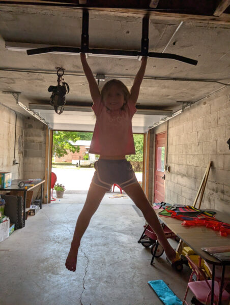 Started doing her exercises.
